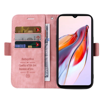 For Xiaomi Poco C55 / Redmi 11A 4G Global BETOPNICE Dual-side Buckle Leather Phone Case (Pink)