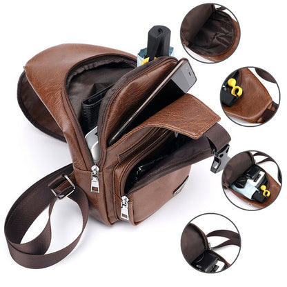 PU Leather USB Chest Bag