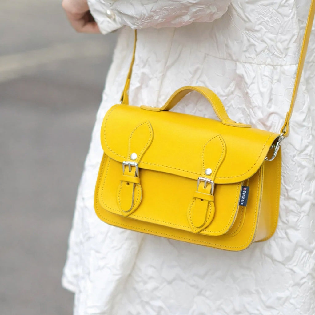 Micro-sacoche en cuir fait main - Jaune jonquille pastel