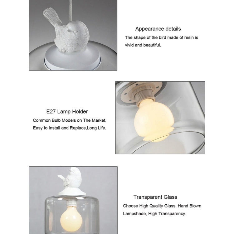 Nordic Modern Hanging Lamp Transparent Birdcage Glass Pendant Light LED E27 Ceiling Light Perfect for Kitchen Dining Room Bedroom (Wram White)