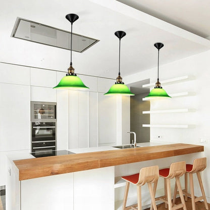 Lampe suspendue LED industrielle Edison style vintage, verre émeraude, avec ampoule E27 (blanc chaud)