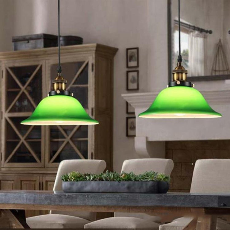 Lampe suspendue LED industrielle Edison style vintage, verre émeraude, avec ampoule E27 (blanc chaud)