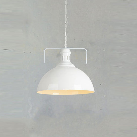 Retro Industrial Pendant Light Creative Single Head Iron Art Hanging Lamp E27 Bulb Perfect for Kitchen Dining Room Bedroom Living Room (Color:White Size: + Cold White)