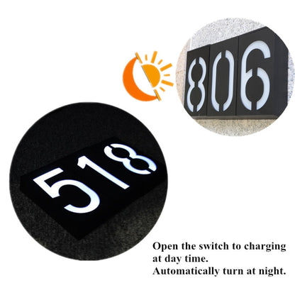 0.36W Solar Powered Wall Mount 6 LEDs Lighting Doorplate Lamp House Number Porch Lights with Solar Pannel(6)