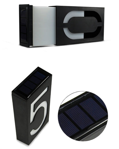 0.36W Solar Powered Wall Mount 6 LEDs Lighting Doorplate Lamp House Number Porch Lights with Solar Pannel(8)