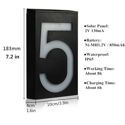 0.36W Solar Powered Wall Mount 6 LEDs Lighting Doorplate Lamp House Number Porch Lights with Solar Pannel(8)