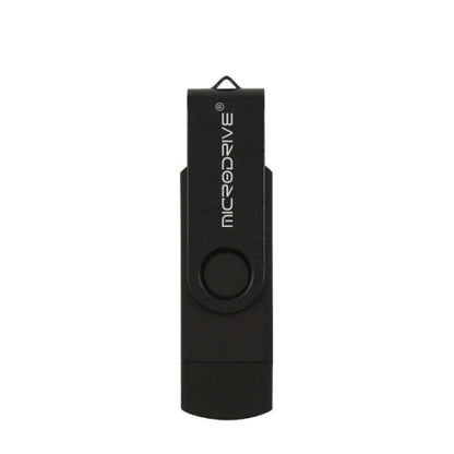 MicroDrive 64GB USB 2.0 Phone and Computer Dual-use Rotary OTG Metal U Disk (Black)