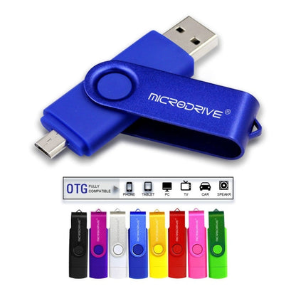 MicroDrive 64GB USB 2.0 Phone and Computer Dual-use Rotary OTG Metal U Disk (Black)