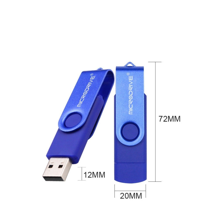MicroDrive 64GB USB 2.0 Phone and Computer Dual-use Rotary OTG Metal U Disk (Black)
