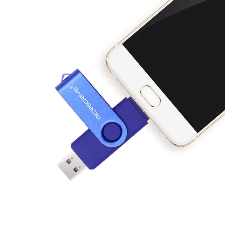 MicroDrive 64GB USB 2.0 Phone and Computer Dual-use Rotary OTG Metal U Disk (Blue)