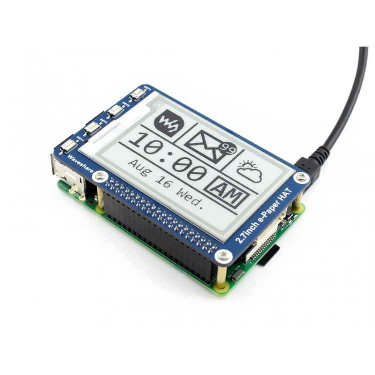 Waveshare 2.7 inch 264x176E-Ink Display HAT for Raspberry Pi, SPI Interface