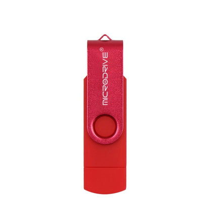 MicroDrive 32GB USB 2.0 Mobile Computer Dual-use Rotating OTG Metal U Disk (Red)