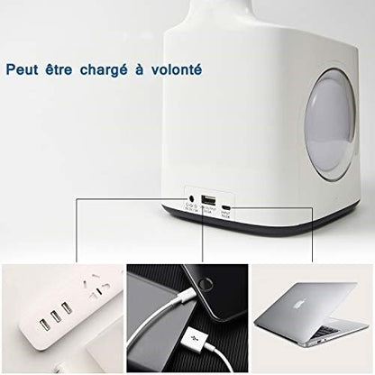 10W Touch Control 3-speed Adjustment Light DimmableEye Protection Table Lamp Coloured Night Light with Pen Holder & Alarm Clock