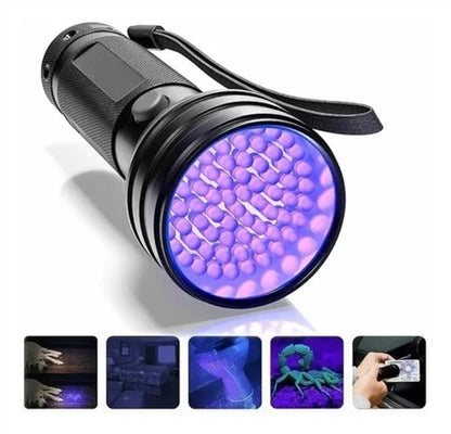 Lampe torche UV à 51 LED 395nm, permet de détecter l'urine d'animaux de compagnie