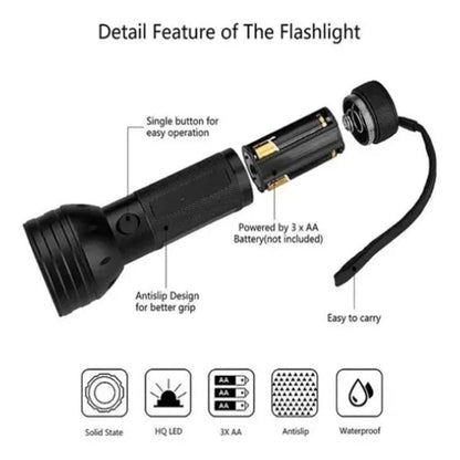 Lampe torche UV à 51 LED 395nm, permet de détecter l'urine d'animaux de compagnie