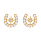 Zada Horseshoe Star Stud Earrings | 18K Gold Plated