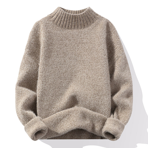 Fashionable Casual Solid-Color Crew-Neck Loose Knitted Pullover Sweater