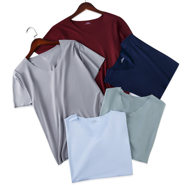 Men's Thin Ice Silk Seamless Short Sleeve T-shirt
