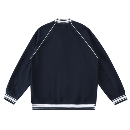 Waran Contrast Trim Raglan Varsity Jacket