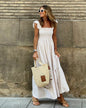 Womens Plaid Print Pleated Ruffle Dress