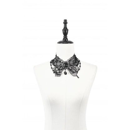 Collier Lysandra papillon dentelle perlé Dark in Love
