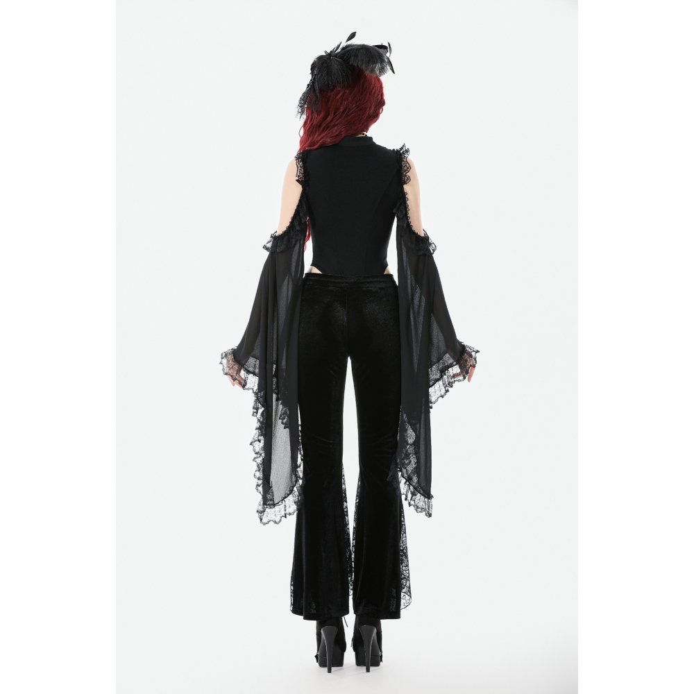 Pantalon évasé en velours et dentelle Dark in Love Erzebeth