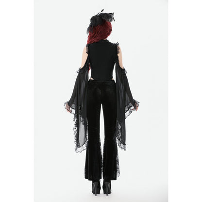 Pantalon évasé en velours et dentelle Dark in Love Erzebeth