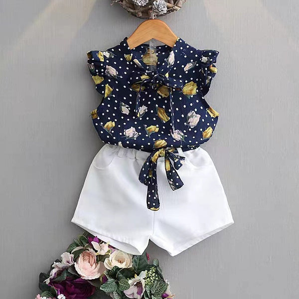 Girls' Chiffon Floral Two-Piece Set