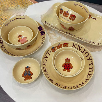 Cute Modern Three Bear Ceramic Tableware Suit