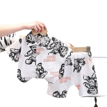 Baby Lapel Short Sleeve Shirt Suit