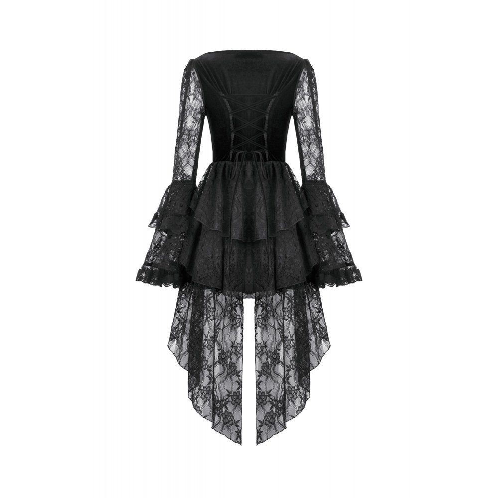 Dark in Love Classic Gothic Velvet & Lace Embroidered Dress