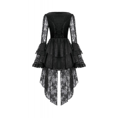 Dark in Love Classic Gothic Velvet & Lace Embroidered Dress