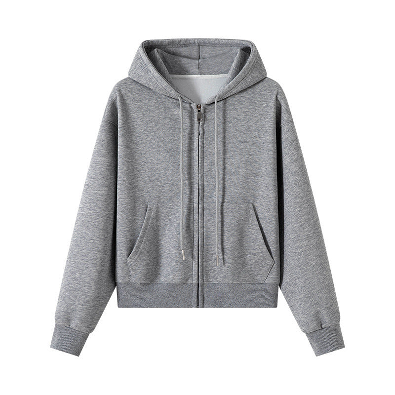 Hooded Zipper Short Sweater Coat For Women Spring And Autumn