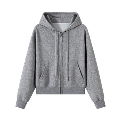 Hooded Zipper Short Sweater Coat For Women Spring And Autumn