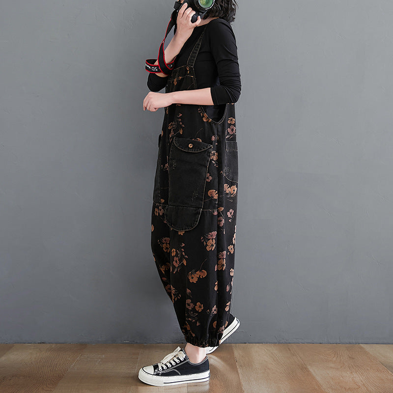 Combinaison salopette noire ample en jean
