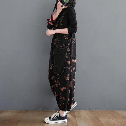 Combinaison salopette noire ample en jean