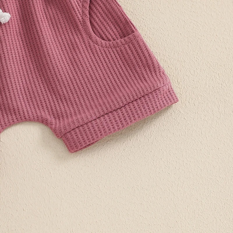 Girls Embroidery Waffle Suit
