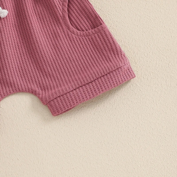 Girls Embroidery Waffle Suit