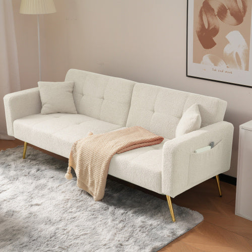 Sofa Bed with Adjustable Back and Side Pockets