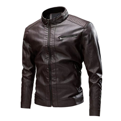 Manteau en cuir pour hommes, style motard décontracté, rétro, à coutures, pour le printemps et l'automne, transfrontalier