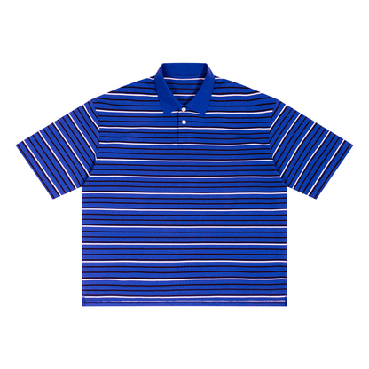 Unisex Striped Boxy Collared Polo Shirt
