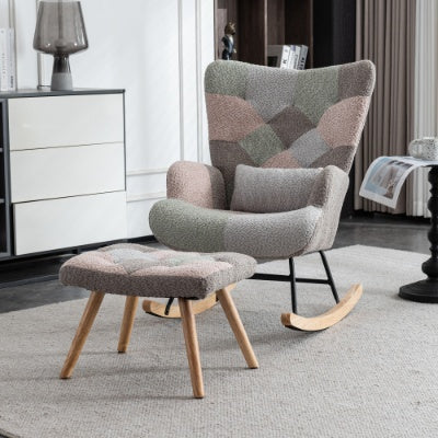 Rocking Accent Armchair With Ottoman With Footstool