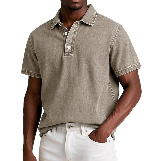 Polo homme uni à revers coupe vintage - Manches courtes