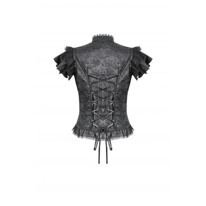 Dark in Love Seraphine Lace Shoulder Goth Top