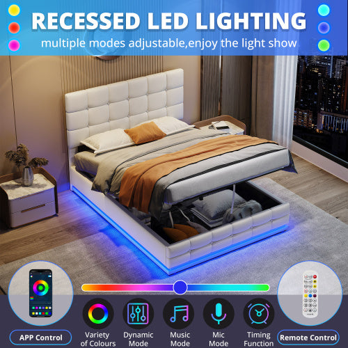 4ft6 LED Hydraulic Storage Bed
