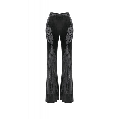 Pantalon évasé en velours et dentelle Dark in Love Erzebeth