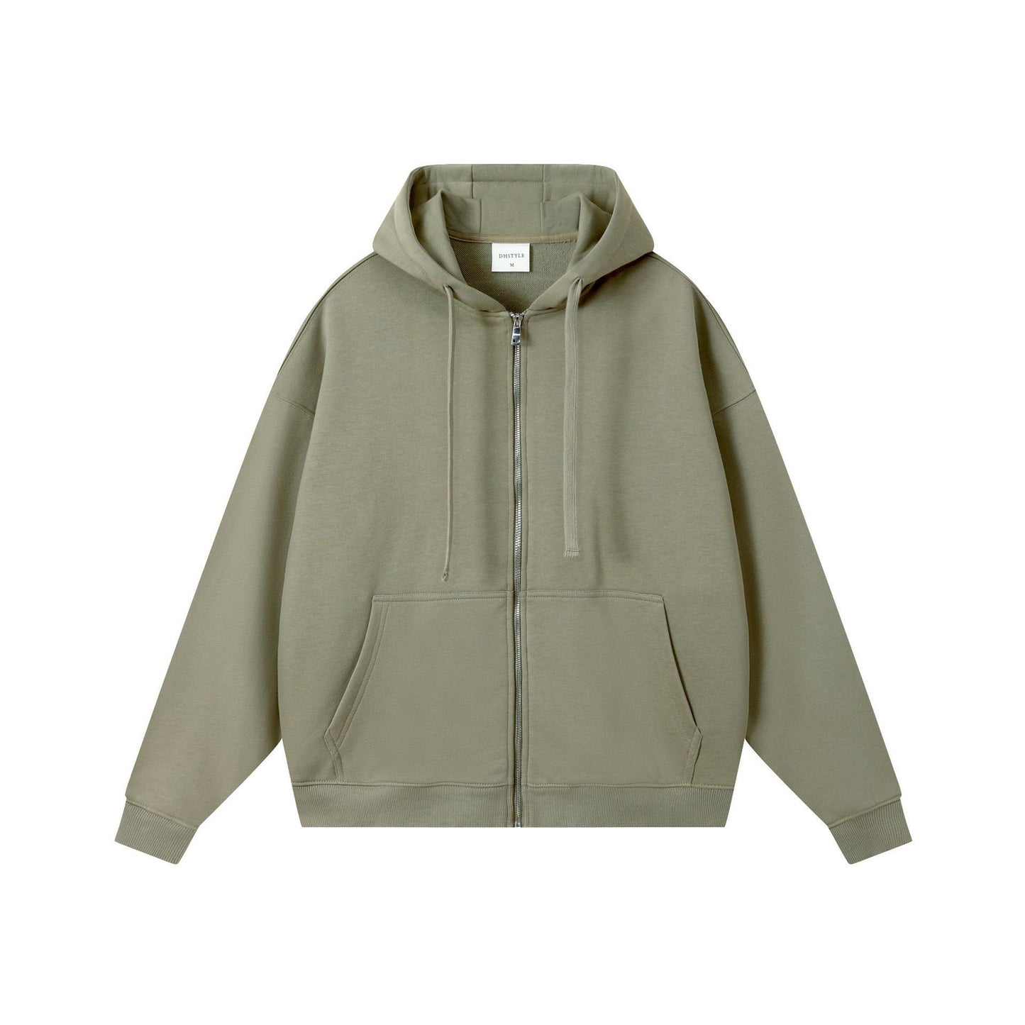 Loose Cotton Hooded Zipper Sweatshirt