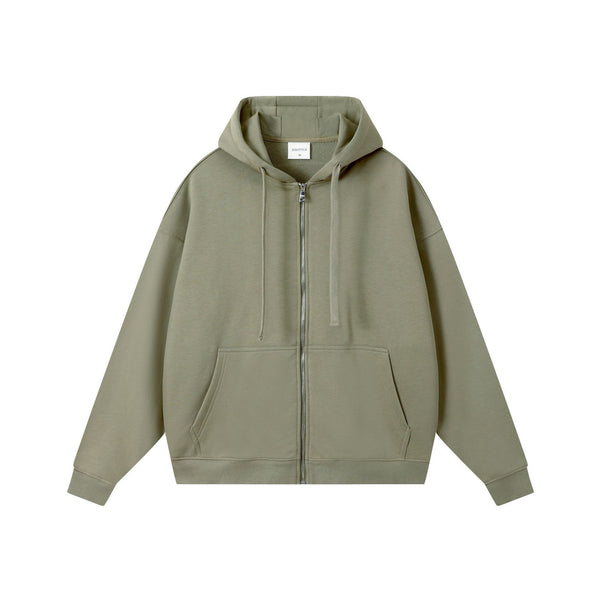 Loose Cotton Zip-Up Hoodie