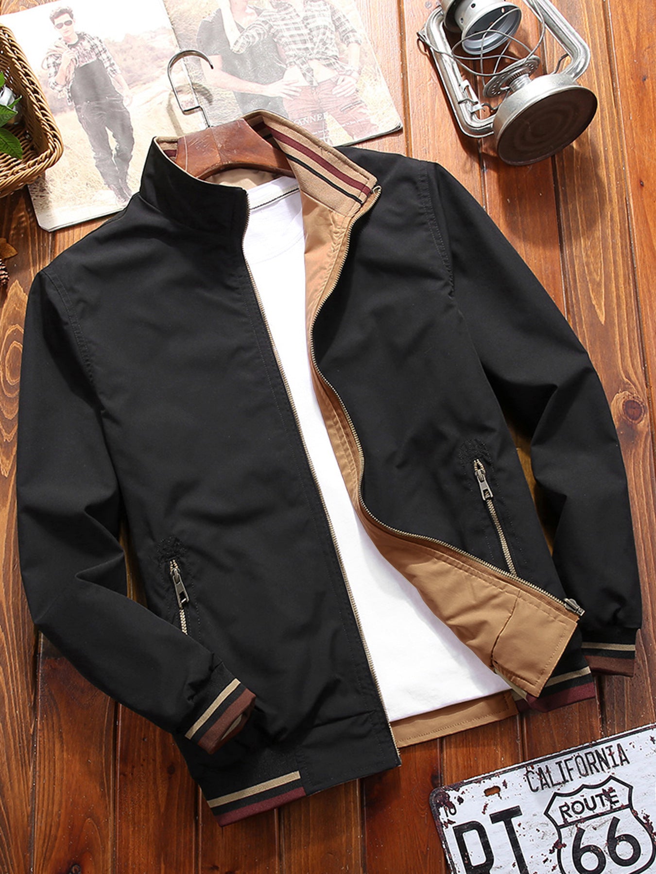 Mens Double-sided Stand Collar