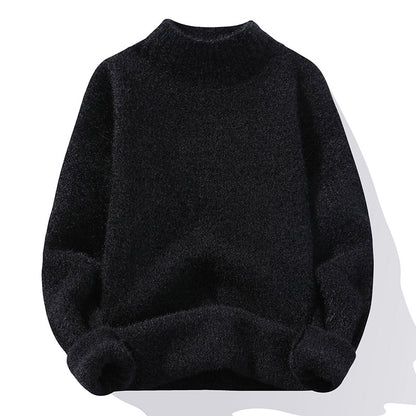 Fashionable Casual Solid-Color Crew-Neck Loose Knitted Pullover Sweater
